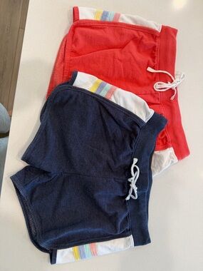 Lagaci women’s ' Navy and Red Rainbow Trim Drawstring Shorts